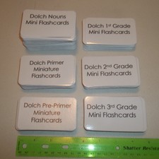 Entire Miniature Dolch Sight Word Set.  315 laminated cards. 3.5x2.0 Nouns, sigh