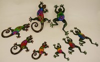 Dekobote, Metall Gecko u Frosch Wanddeko Gartendeko Gartenfigur S - XL bunt 