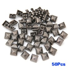 50 pcs Metal Pyramid Studs 10 mm Studded Black Hot T1