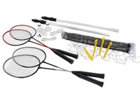 Badminton Schläger Netz und Bälle Federball Komplett Set für 4 Spieler
