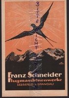 SEEGEFELD SPANDAU, Werbung 1920, Franz Schneider Flugzeug-Maschinen-Werke