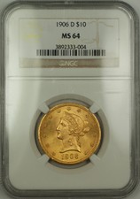 1906-D Liberty $10 Dollar Gold Eagle Coin Ngc Ms-64