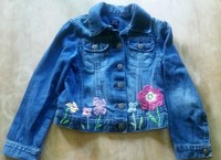Gap Baby Girls Toddler Jean Jacket Floral Flower Embroidery Accent Toddler 5  