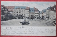 1901 Gera Reuss Marktplatz mit Brunnen, Geschäfte, Reklame, Hotel zum Ross
