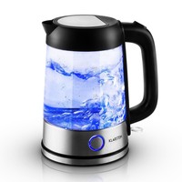 [B-WARE] KLARSTEIN 1,7L EDELSTAHL WASSERKOCHER 360° GLAS BEHÄLTER MIT LED BELEUC