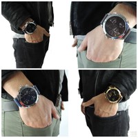 Herren Uhr Leder Armbanduhr Edelstahl Silber Gold  Herrenuhr Neu  U004