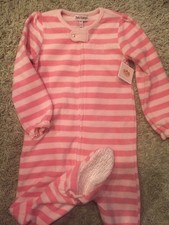 new JUICY COUTURE footed sleepers sleepwear pajamas girls 3T pink stripe