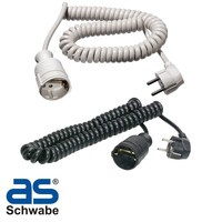 as Schwabe Schutzkontakt Spiralleitung Spiralkabel Verlängerungskabel Kabel NEU