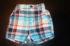 EUC Newborn Baby Boy Cherokee Shorts Plaid Torquoise, Blue, Orange, white, grey