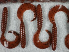 25 Chubby Grub 4" Long Pumpkinseed Ribbed For Xtra Vibration Curly Tail Action!!