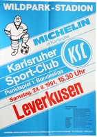 Karlsruher SC KSC Leverkusen 1. Bundesliga 24. August 1991 Plakat Wildpark
