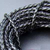 10 m LEDERSCHNUR geflochtene LEDERBAND - 3 mm - SCHWARZ