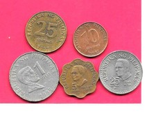 Philippines 5 Diff Different 1976-1995 Used Coin Lot Collection Set W Old