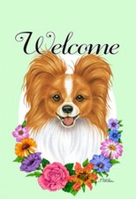 Garden Indoor/Outdoor Welcome Flag (Flowers) - Red & White Papillon 630641