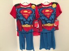 Boy Identical TWINS 4T 3-Piece Superman Pajama Set Halloween Costume Cape NWT