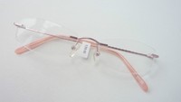 Rosafarbene Bohrbrille Damengestell schmale Form randlos feminin occhiali GR:M