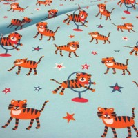 Stoff Meterware Jersey hellblau Tiger Inga Wilmink Darling Baumwolle Meterpreis