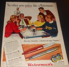 New listing
1947 Waterman's Crusader & Stalwart pens new on Campus guys/gals Ad~soda jerk