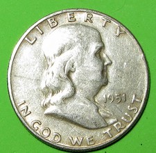 1951-S/S Franklin 90% Silver Half Dollar-Fs-501-Rpm 001-Low Combined Shipping
