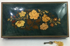 Large REUGE Swiss Doctor Zhivago Blue Marquetry Floral Inlay Wood Music Box