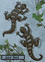  2er Set METALL GECKO GARTENDEKO GARTENFIGUR GECKOS
