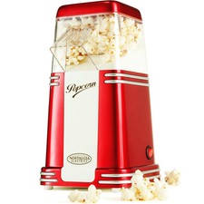 Mini Hot Air Popcorn Popper ~ Electric Popcorn Maker w/ Retro Red Machine Design