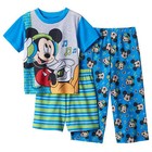 Boys 4T Disney Mickey Mouse 3 Piece Pajamas Pj's Set Top, Long & Short Pant NWT 