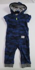 NWT - Carter's Boys One-Piece Fleece Sleep Outfit 1/2 Zip Hood Blue Camo Sz: 12m