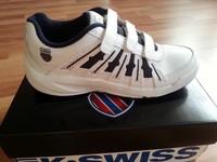 K-Swiss Tennisschuhe Gr. 38 UK 5 Tennis Schuhe Sand Asche Outdoor weiß blau 