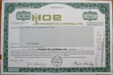 Hoe/Houston Oil & Energy, Inc. 1982 Stock Certificate - Nevada Nv
