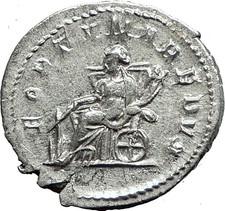 GORDIAN III 243AD Authentic Genuine Ancient Silver Roman Coin Fortuna i59059
