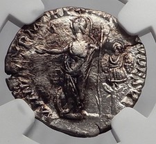 COMMODUS - Rome Minerva Trophy Authentic Ancient Silver Roman Coin NGC VF i59957