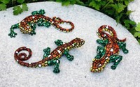 Deko Geckos Mosaik 3er Set, je 14cm,  Gartendeko, Tierfigur, Gecko