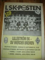 Programm  Zeitung Stadionheft Lilleström SK -Werder Bremen 1989-90 UEFA Cup