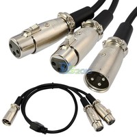 1.5Ft XLR Stecker auf 2 XLR Buchse Mic Audio 1:2 Y Splitter Kabel Adapter Neu