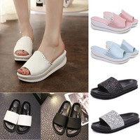 Damen Pantoletten Sommer Badeschuhe Sandalen Strandschuhe Freizeitschuh Gr:35-40