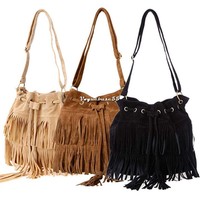 Damentasche Handtasche Wildledertasche Schultertasche Fransen Tasche Messenger