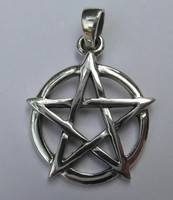  Sterling Silver (925) Pentagram Pendant ( 23 mm )  !!         Brand  New  !!