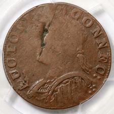 1787 8-N R-5 Pcgs Vf 20 Mailed Bust Left Connecticut Colonial Copper Coin