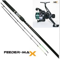 Feederset Angelset Friedfisch Feederrute mit Rolle Schnur und 2 Spitzen