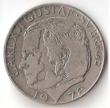 1978 Swedish 1 Krona Coin Sweden 9.7.16