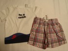 GYMBOREE Baby Boys 12-18 Month Pelican Catch Plaid Shorts Shirt Outfit NWT