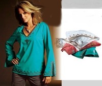 Sexy Miss * Edel Tunika Stickerei Shirt 38 PINK Trompeten langarm ToP NeU *