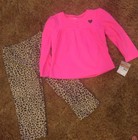 Carter's 2 Pc Toddler Girls Pajama Set Size 3T Pink Top With Leopard Print Pants