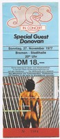 YES       In Concert 1977     Ticket / Konzertkarte / Eintrittskarte