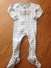 Carter's 12 Months Boys Blue Striped Mommy's Hunk Cotton Footed Pajamas