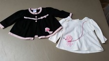 Euc Gymboree Black Pink Sweater & White Shirt Set Poodle Size 3-6 months