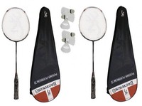 2 x Browning Plasma Platinum 70 Badminton Schläger + 6 Carlton Shuttles