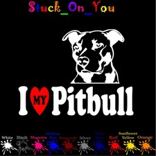 I Love My Pitbull Dog Lover Vinyl Decal Sticker Wall Laptop Car Pick Color