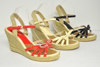 Damen Sandalen Lack Sandaletten Sommerschuhe Keilabsatz Wedges 10J0100 Neu